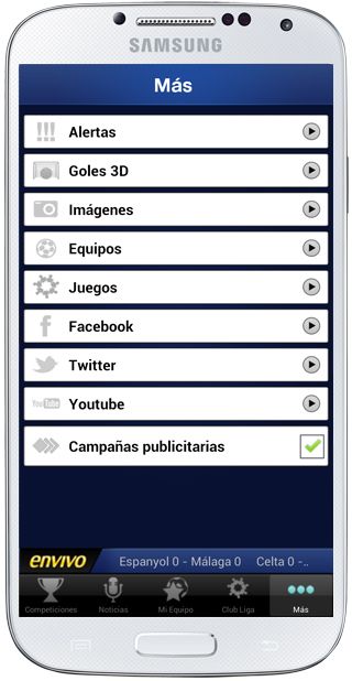 Opciones en Liga de Fútbol Profesional