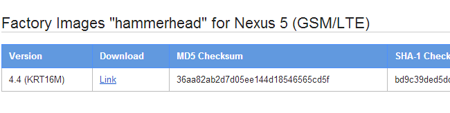 Código fuente del Nexus 5