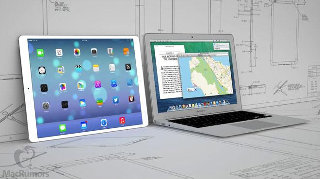 iPad de 12.9 pulgadas frnte a MacBook Air