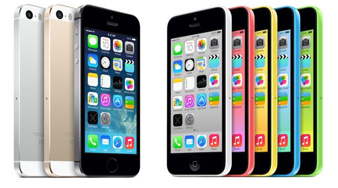iPhone 5s y iPhone 5c en diversos colores