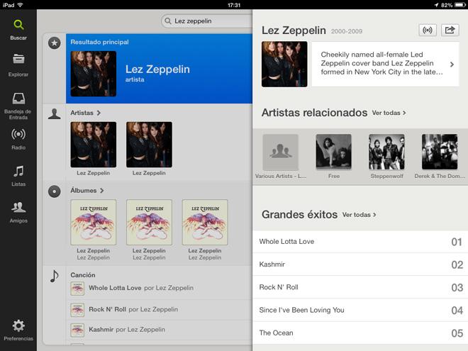 Spotify para iPad