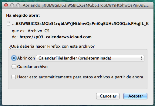 Calendario ICS de iCloud.