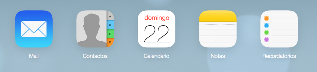 Contactos y menú de iCLoud.