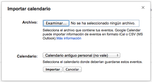 importar ICS en GOogle