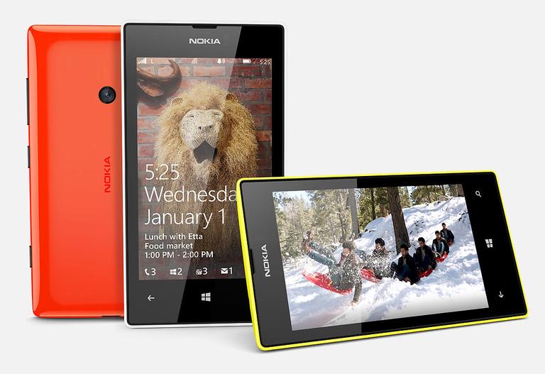 Nokia Lumia 525 en amarillo, negro y rojo