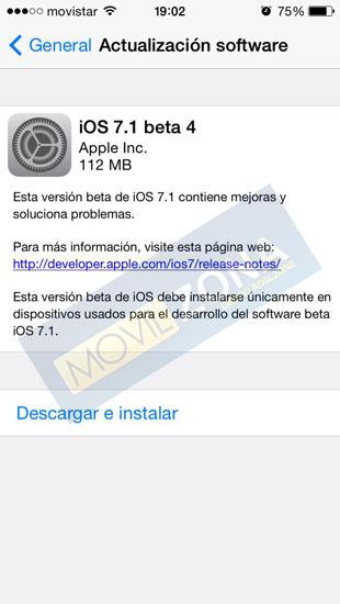 Cuarta version de pruebas de iOS 7.1