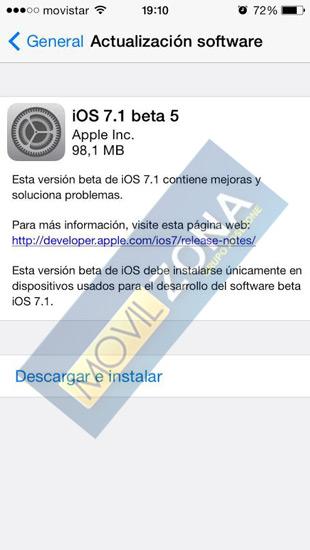 Version de pruebas iOS 7.1 Beta 5