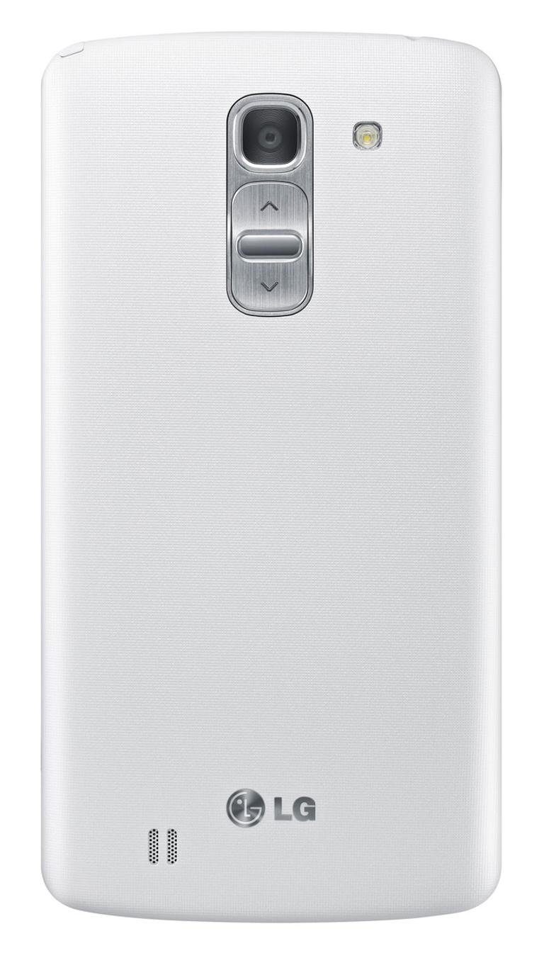 LG G Pro 2 en color blanco, vista trasera y detalle de la cámara