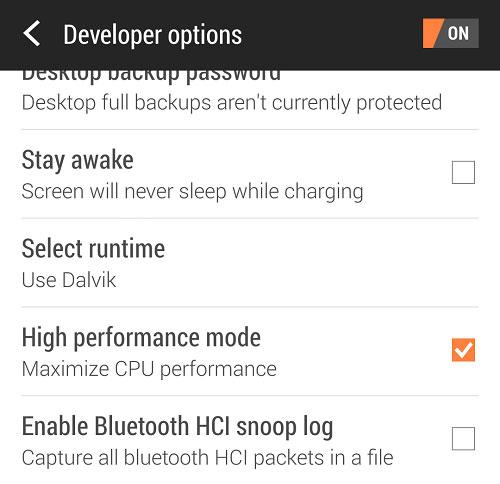 Perfil de alto rendimiento del HTC One M8