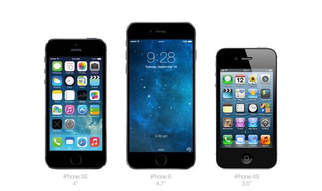 Distintos tamaños de iPhone