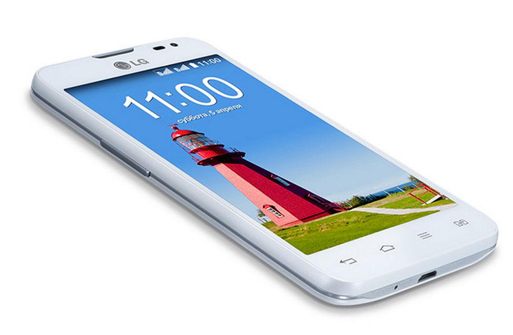 LG L65 de color blanco con pantalla encendida