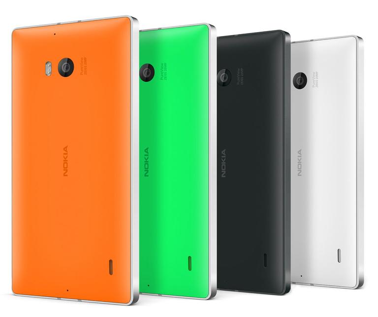 Nokia Lumia 930 vista trasera en diferentes colores