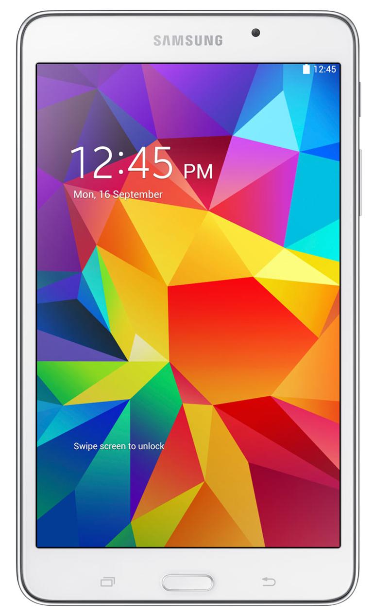 Samsung Galaxy Tab4 7.0 en color blanco, vista frontal