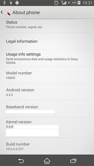 Android 4.4.2 filtrado Sony Xperia Z