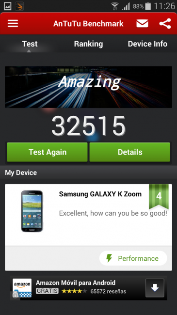 AnTuTu del Samsung Galaxy K Zoom