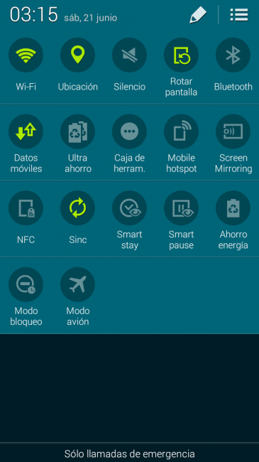 Accesos directos del Samsung Galaxy K Zoom