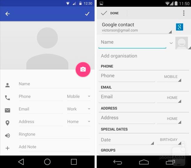 Seccion de contactos en Android L