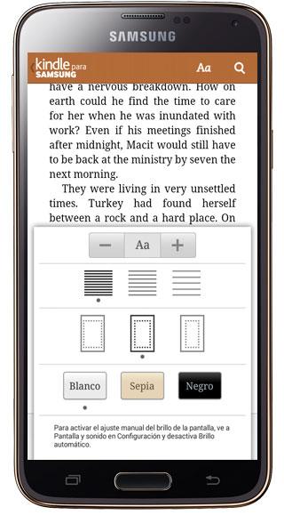 Opciones lectura en Kindle para Samsung