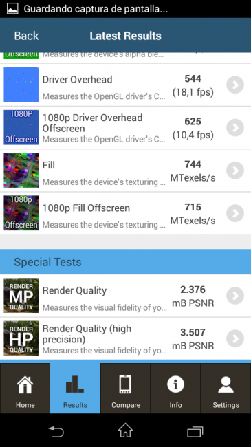 Prueba GFXBench del Sony Xperia M2