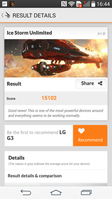 Resultado en 3D Mark del LG G3