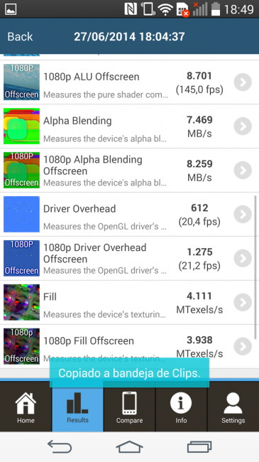 Resultado en GFXBench del LG G3