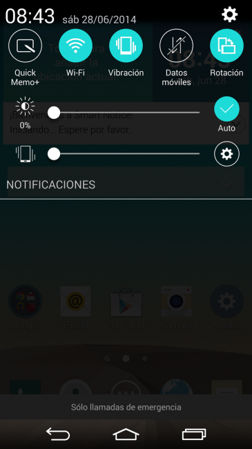 Barra de notificaciones del LG G3
