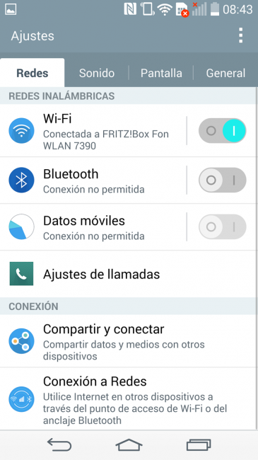 Ajustes del teléfono LG G3