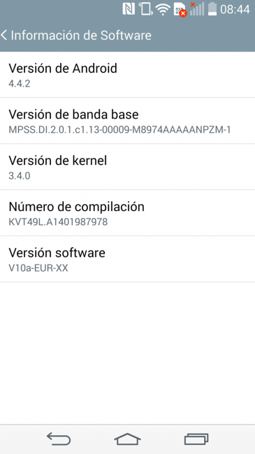Información del sistema LG G3