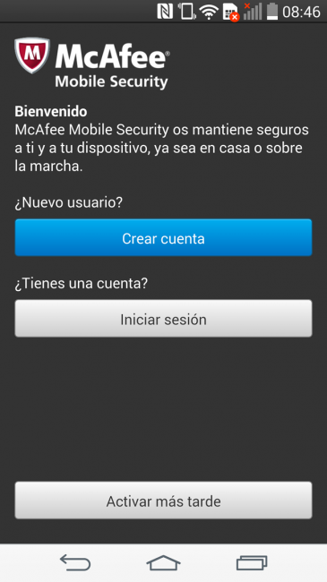 Aplicación McAfee incluida en el LG G3