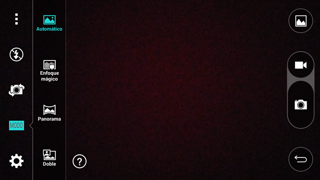 Interfaz de aplicación cámara del LG G3