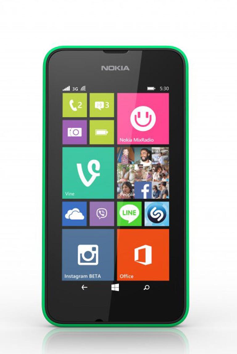 Nokia Lumia 530 vista frontal en color verde