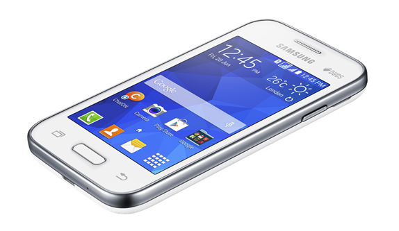 Samsung Galaxy Young 2 blanco vista frontal superior