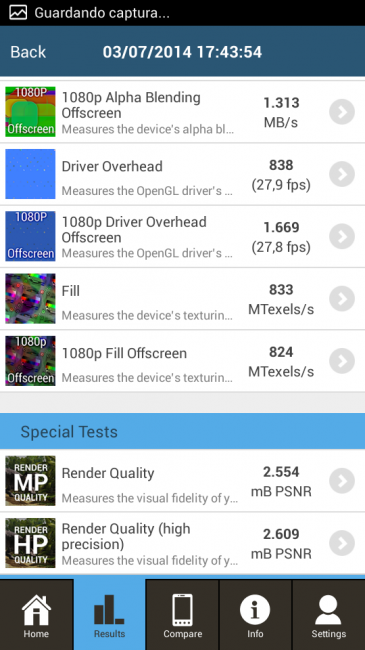 Resultados del Alcatel OneTouch Pop C9 en GFXBench