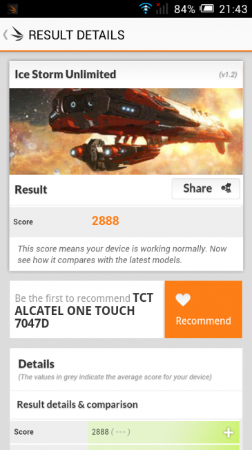 Resultados en 2D Mark del Alcatel OneTouch Pop C9