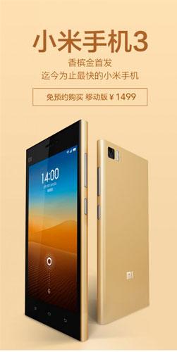 Xiaomi Mi3 con carcasa de color oro
