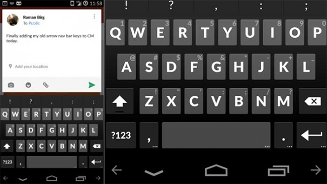 Teclado CyanogenMod 11 con cursores