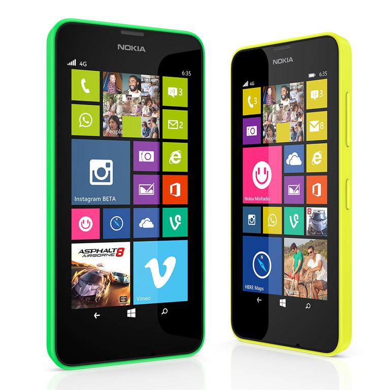 Nokia Lumia 635 4G en verde y amarillo