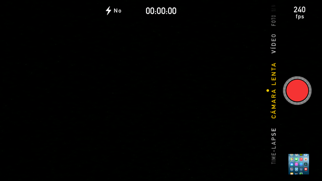 Interfaz de grabación de vídeo del iPhone 6 Plus