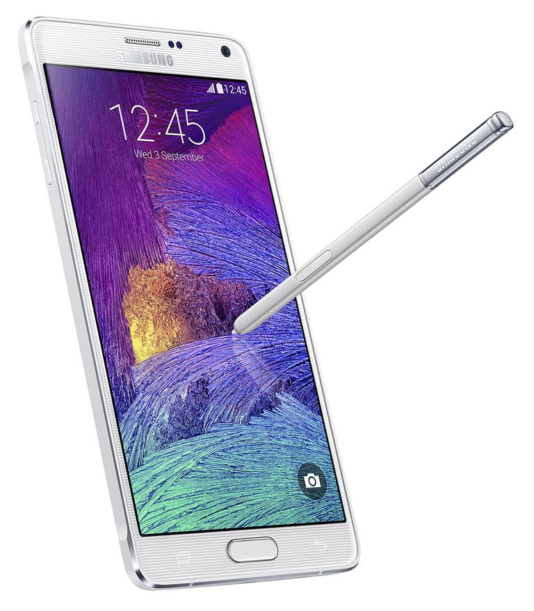 Samsung Galaxy Note 4 con el lápiz sobre la pantalla AMOLED