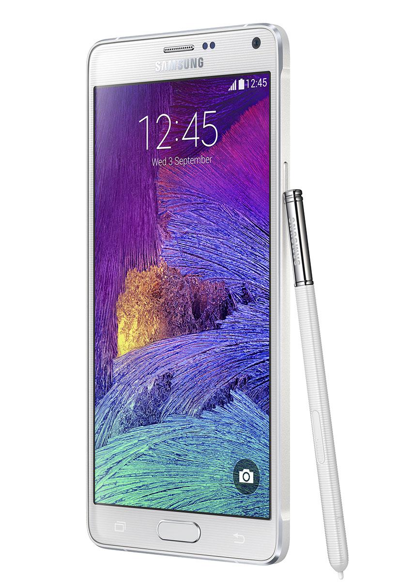 Samsung Galaxy Note 4 con el lápiz en visión lateral