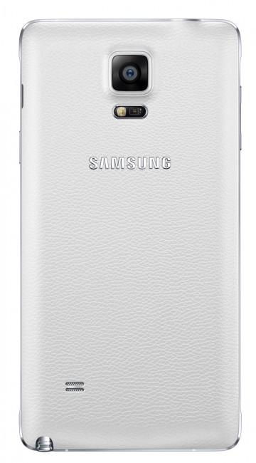 Samsung Galaxy Note 4 en color blanco visto por detrás