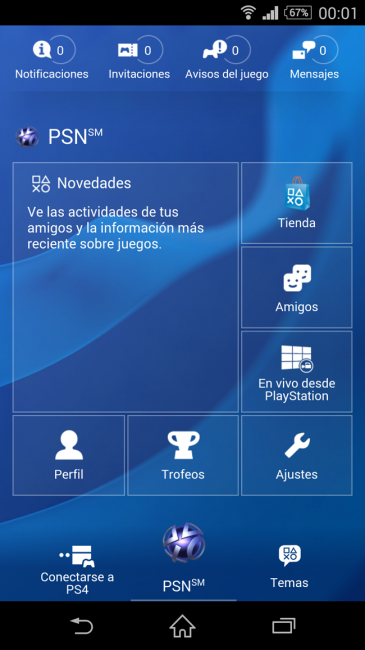 Aplicación PlayStation del Sony Xperia Z3