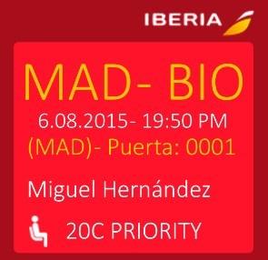Aplicación Iberia en un smartwatch