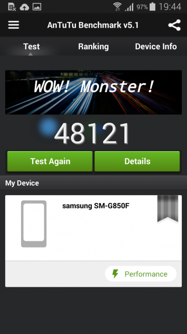 Test AnTuTu del Samsung Galaxy Alpha