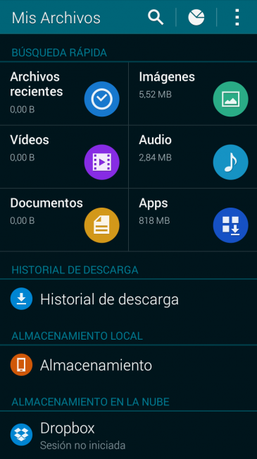 Interfaz del Samsung Galaxy Alpha