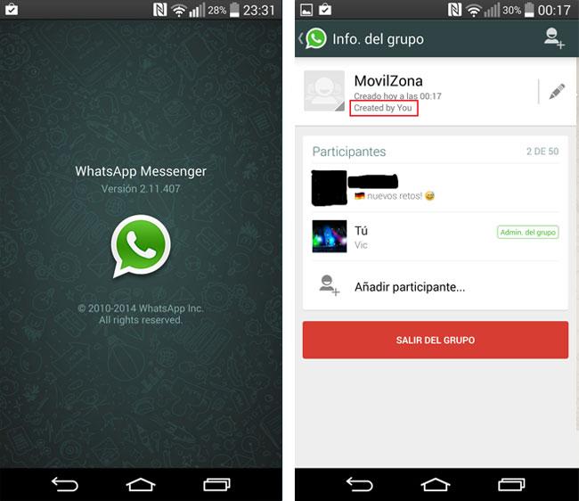 Nueva version de WhatsApp