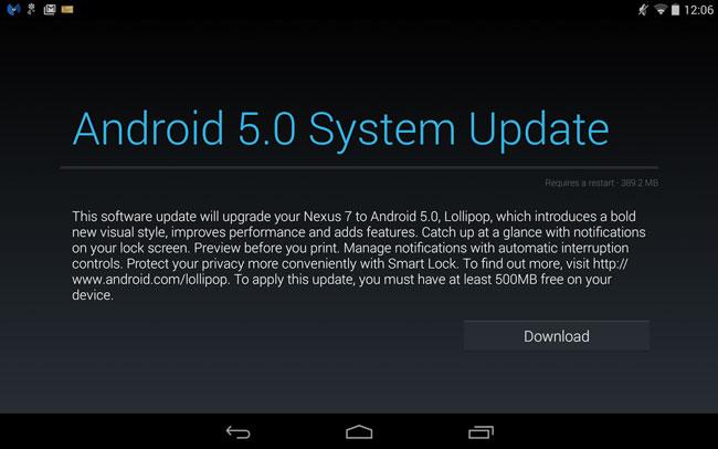 Actualizacion con Android 5.0 Lollipop