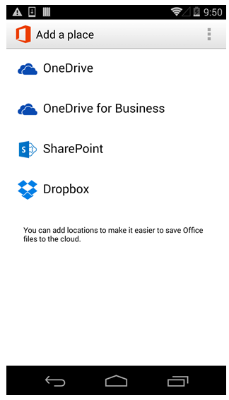 Integración de Dropbox en Office para Android