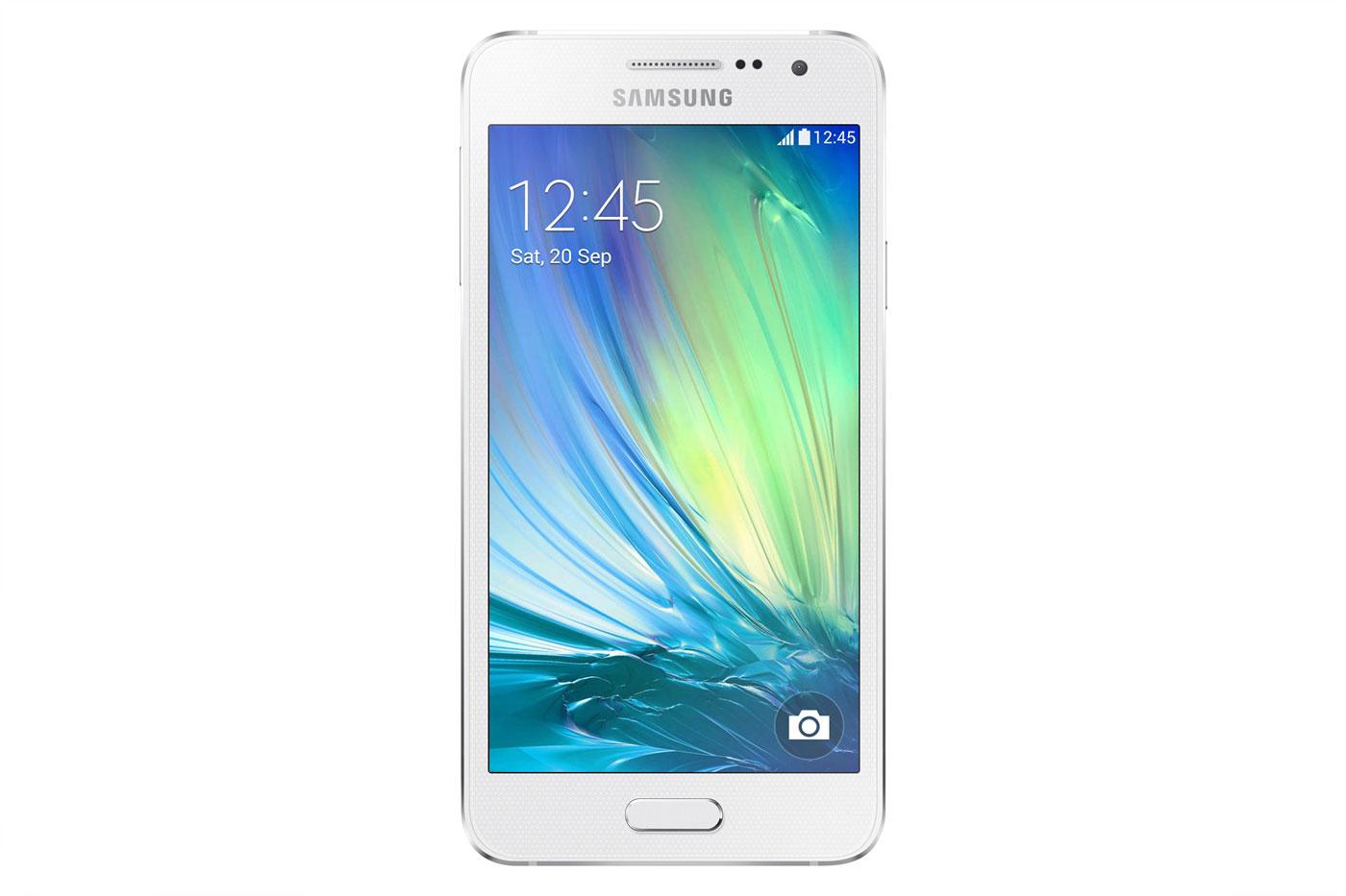 Samsung Galaxy A3 en color blanco frontal