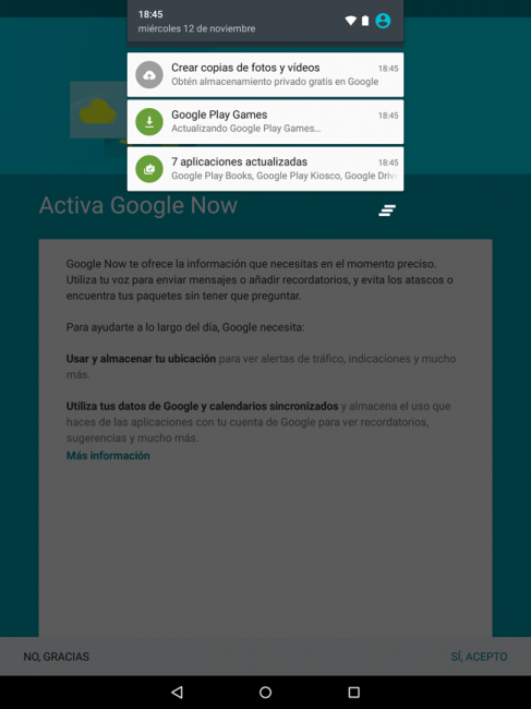 Notificaciones pantalla de bloqueo del Nexus 9